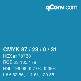 カラーコード: CMYK 87 / 23 / 0 / 31 | qconv.com