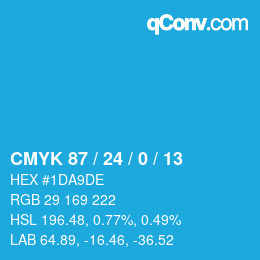 カラーコード: CMYK 87 / 24 / 0 / 13 | qconv.com