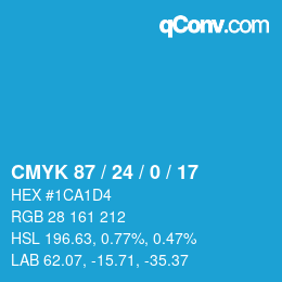 Color code: CMYK 87 / 24 / 0 / 17 | qconv.com