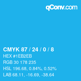 Color code: CMYK 87 / 24 / 0 / 8 | qconv.com
