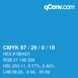 Color code: CMYK 87 / 29 / 0 / 18 | qconv.com