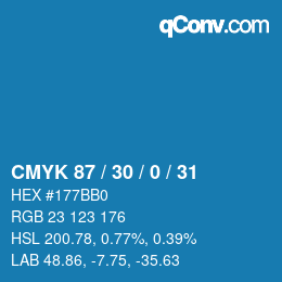 颜色代码: CMYK 87 / 30 / 0 / 31 | qconv.com