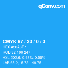 Color code: CMYK 87 / 33 / 0 / 3 | qconv.com