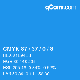 颜色代码: CMYK 87 / 37 / 0 / 8 | qconv.com
