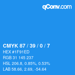 Farbcode: CMYK 87 / 39 / 0 / 7 | qconv.com