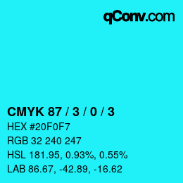 カラーコード: CMYK 87 / 3 / 0 / 3 | qconv.com