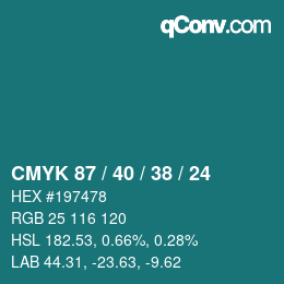 Color code: CMYK 87 / 40 / 38 / 24 | qconv.com
