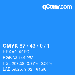 Color code: CMYK 87 / 43 / 0 / 1 | qconv.com