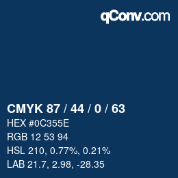 Code couleur: CMYK 87 / 44 / 0 / 63 | qconv.com