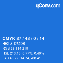 Color code: CMYK 87 / 48 / 0 / 14 | qconv.com