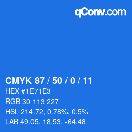 颜色代码: CMYK 87 / 50 / 0 / 11 | qconv.com