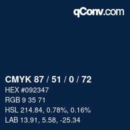 Color code: CMYK 87 / 51 / 0 / 72 | qconv.com