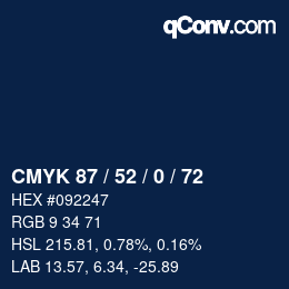 Color code: CMYK 87 / 52 / 0 / 72 | qconv.com