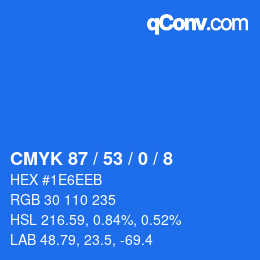 颜色代码: CMYK 87 / 53 / 0 / 8 | qconv.com