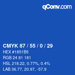 颜色代码: CMYK 87 / 55 / 0 / 29 | qconv.com