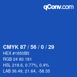 Color code: CMYK 87 / 56 / 0 / 29 | qconv.com