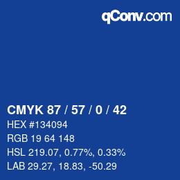 Farbcode: CMYK 87 / 57 / 0 / 42 | qconv.com