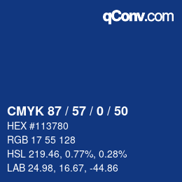 Farbcode: CMYK 87 / 57 / 0 / 50 | qconv.com