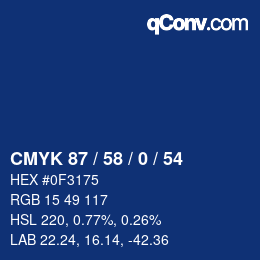 颜色代码: CMYK 87 / 58 / 0 / 54 | qconv.com