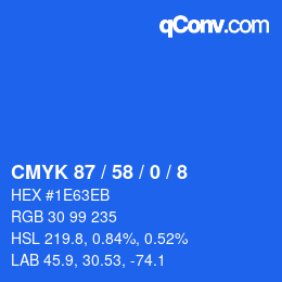 Farbcode: CMYK 87 / 58 / 0 / 8 | qconv.com