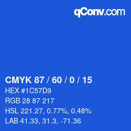 カラーコード: CMYK 87 / 60 / 0 / 15 | qconv.com