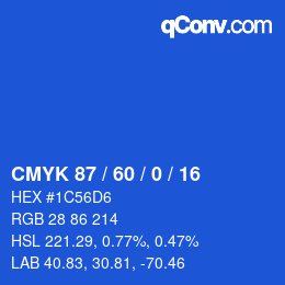 颜色代码: CMYK 87 / 60 / 0 / 16 | qconv.com