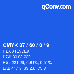 カラーコード: CMYK 87 / 60 / 0 / 9 | qconv.com