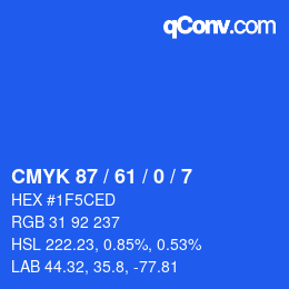 Color code: CMYK 87 / 61 / 0 / 7 | qconv.com