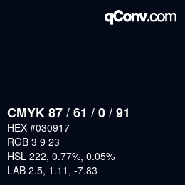 颜色代码: CMYK 87 / 61 / 0 / 91 | qconv.com