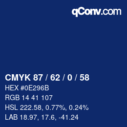 Color code: CMYK 87 / 62 / 0 / 58 | qconv.com