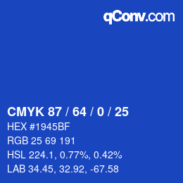 颜色代码: CMYK 87 / 64 / 0 / 25 | qconv.com