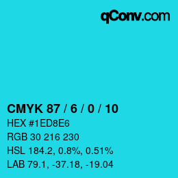 カラーコード: CMYK 87 / 6 / 0 / 10 | qconv.com