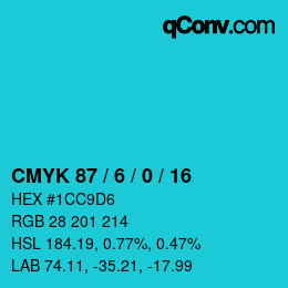 カラーコード: CMYK 87 / 6 / 0 / 16 | qconv.com