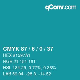 Color code: CMYK 87 / 6 / 0 / 37 | qconv.com