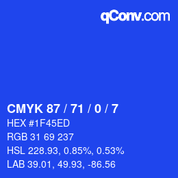 颜色代码: CMYK 87 / 71 / 0 / 7 | qconv.com