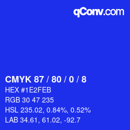 Color code: CMYK 87 / 80 / 0 / 8 | qconv.com