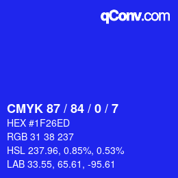 Color code: CMYK 87 / 84 / 0 / 7 | qconv.com
