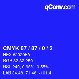 Color code: CMYK 87 / 87 / 0 / 2 | qconv.com