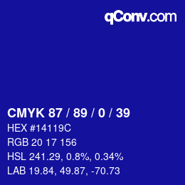Color code: CMYK 87 / 89 / 0 / 39 | qconv.com