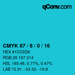 颜色代码: CMYK 87 / 8 / 0 / 16 | qconv.com