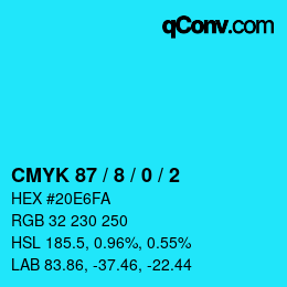 カラーコード: CMYK 87 / 8 / 0 / 2 | qconv.com