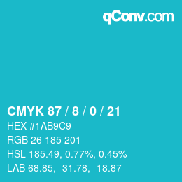 颜色代码: CMYK 87 / 8 / 0 / 21 | qconv.com