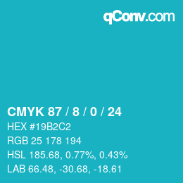 Color code: CMYK 87 / 8 / 0 / 24 | qconv.com