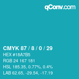 Color code: CMYK 87 / 8 / 0 / 29 | qconv.com
