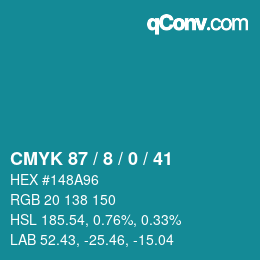 カラーコード: CMYK 87 / 8 / 0 / 41 | qconv.com