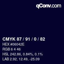 Código de color: CMYK 87 / 91 / 0 / 82 | qconv.com