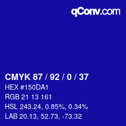 カラーコード: CMYK 87 / 92 / 0 / 37 | qconv.com