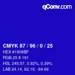 Código de color: CMYK 87 / 96 / 0 / 25 | qconv.com
