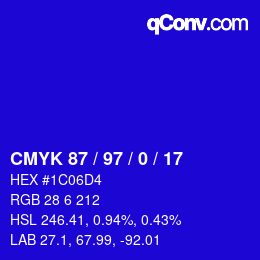 Color code: CMYK 87 / 97 / 0 / 17 | qconv.com