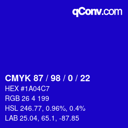 Color code: CMYK 87 / 98 / 0 / 22 | qconv.com